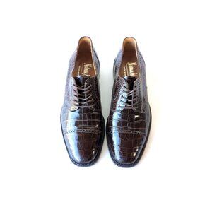 Neiman Marcus Mens Brown Alligator Dress Shoes Size 9 Handcrafted